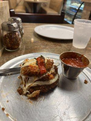 Eggplant tower with marinara sauce