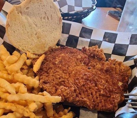 Breaded pork tenderloin.