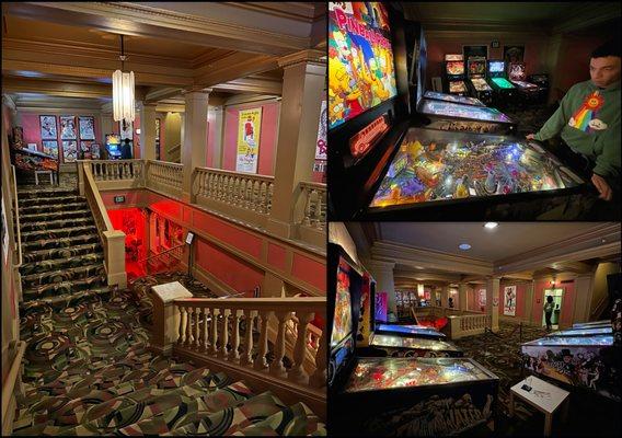 Alamo Drafthouse Cinema New Mission. Pinball machines between levels take dollars.