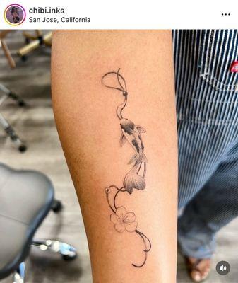 Screenshot of Adrienne's Instagram post featuring my koi fish charm she designed for me!