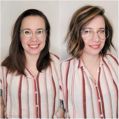 Before and after textured bob haircut for the Summer