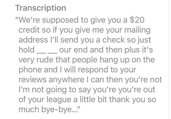 "Out of my league"? This is how the business owner talks to his displeased customers instead of trying to make them feel better.