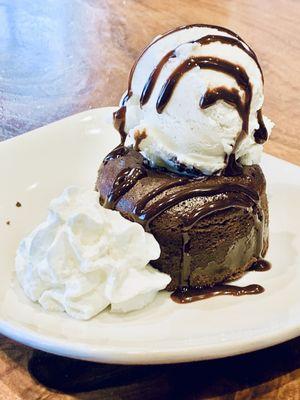 warm lava cake with ice cream