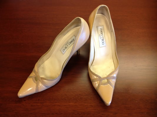 Four-year-old Jimmy Choos restored to fresh-from-the-store beauty by Sam Vasili Shoe Repair