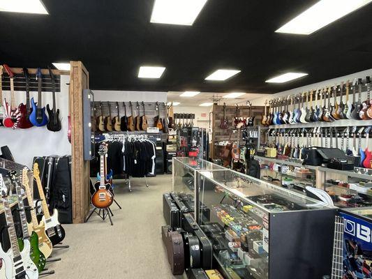 A well stocked guitar emporium.