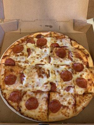 Medium pepperoni ($7.99) pizza