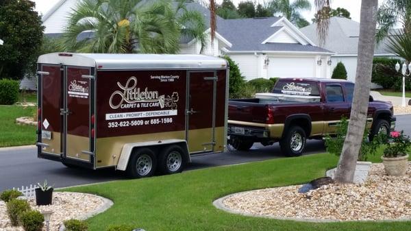 Our Cleaning Rig, we clean carpet, upholstery, tile & grout.  We also provide carpet repairs and re-stretching.