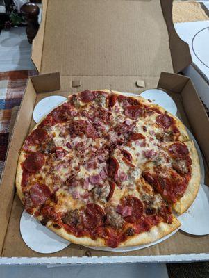 A nice Four Meat pizza from Alfano's!