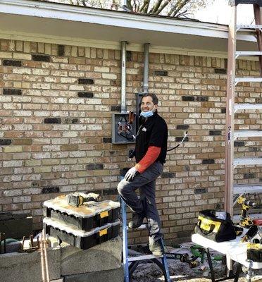 Mister Sparky Electrician Southlake working on electrical panel repair