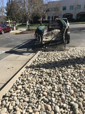 River rock installation