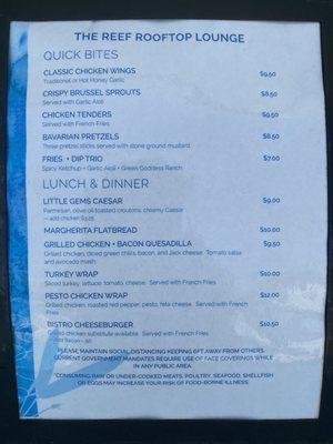 Food menu