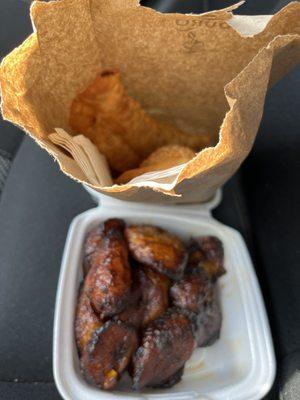 Chicken and Cheese Empanadas and Sweet Plantains