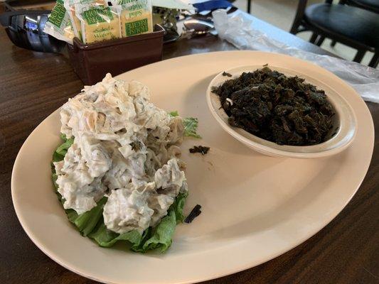 Chicken salad with turnip greens