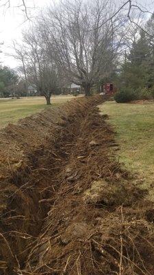 Trenching from the well to the house.