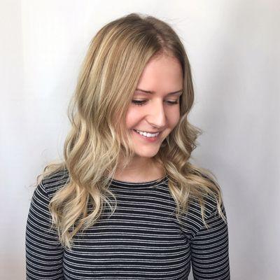 Highlights and cut on this natural blonde by Kristin