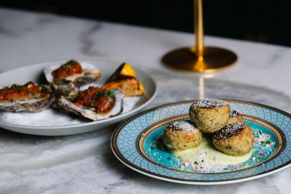 Nduja Oysters and Eggplant Polpette