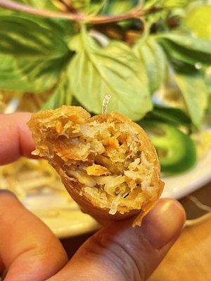 Inside a crispy egg roll