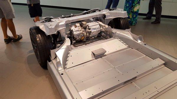 Taking a closer look at the engine and drive train on a Tesla