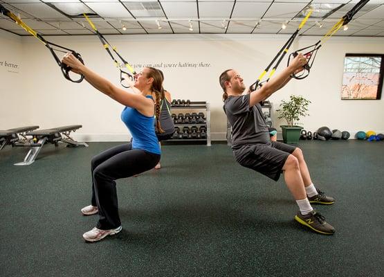 TRX classes allow clients of all fitness levels to participate in a class side by side.