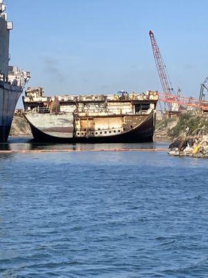 Old ship being dismantled