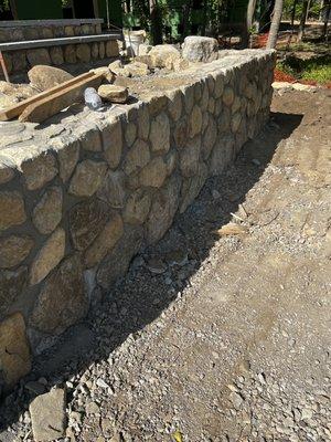 Feild stone retaining wall