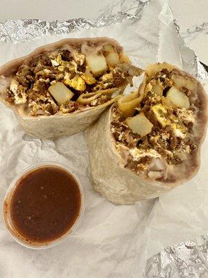 Chorizo Breakfast Burrito w/Salsa Roja