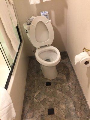 This is the loose and angled toilet in my room. This is an aging facility in need of a lot of tender loving care.