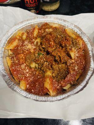 Penne with meat sauce