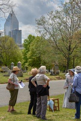 Voices From The Past takes place every April. Over 50 portrayers, dressed in period costumes, tell the stories of Charlotte's past.