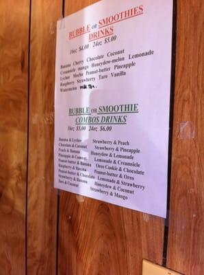 Menu as of 8/2012