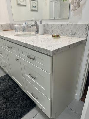 White vanity with counter top