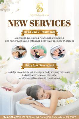 New Services at Savannah Spa!