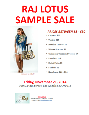 We are having a sample sale at our 900 S Main st location today! 3rd street to follow soon! :)