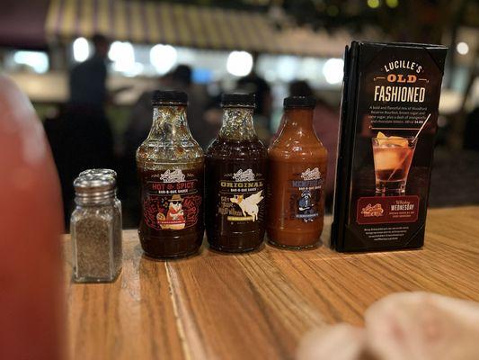 BBQ Sauces on table