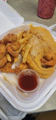 Catfish filet and shrimp