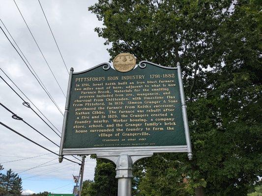 Pittsford's Iron Industry Historical Marker