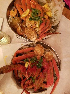 Both seafood pots, one was made by me. The lobster is sooo good!