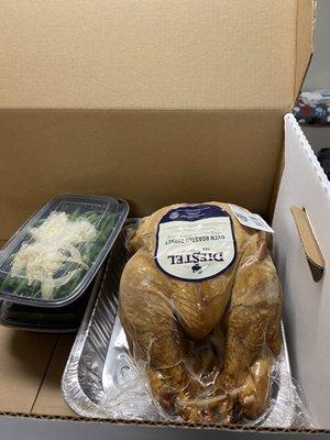 Packaged ready-to-heat Turkey and Green Bean side dish.