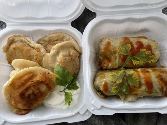 Authentic potato pierogis and cabbage rolls