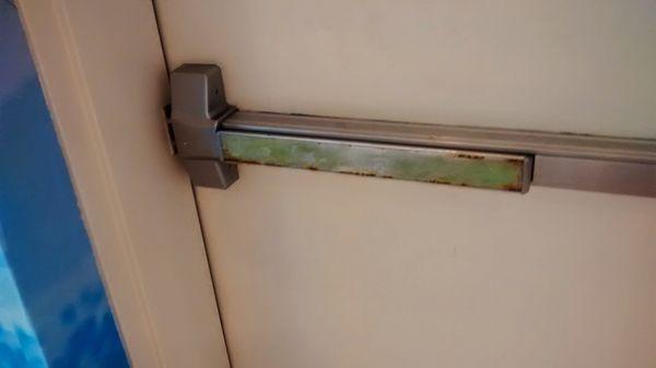 Rusty door latch.