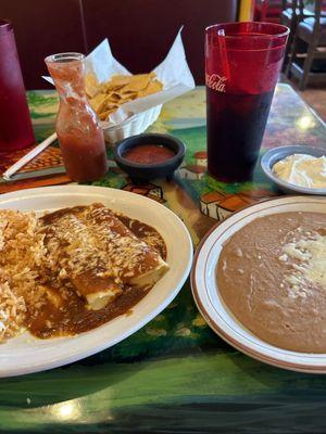 Enchiladas with rice