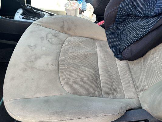 Dirty seat car cleaning before