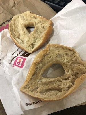 Just got a bagel at this Dunkin & this is how it looks, WTF?! Why does it look like this and who thought it was ok to send out like this?!