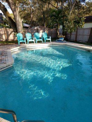 Erik sends me a time and date stamped photo of my pool when he is done servicing it weekly! Simply the best service around!