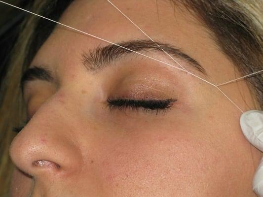 Eyebrow Threading is done by a licensed cosmetologist