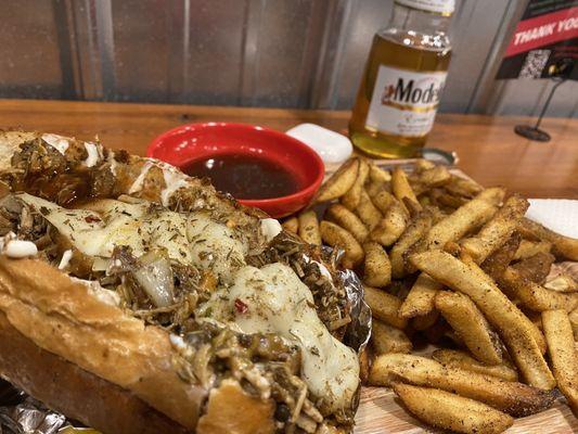 Jerk Philly (chicken) with Fries