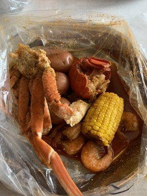 C11. 1 Lobster Tail C3. Snow Crab Legs C2. Shrimp (No Head) Cajun sauce medium spice.