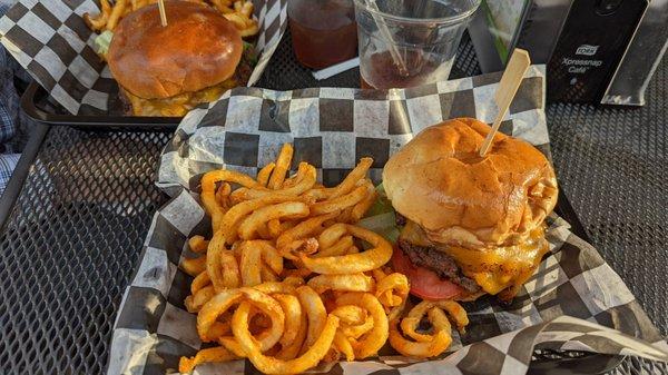 Parkway burger, curly fries, sweet tea.