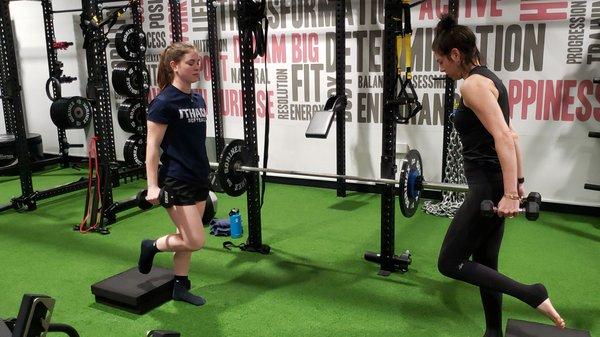 Those who train together... Mother daughter Rockstars, Hudson and Suzanne, working hard during a session...