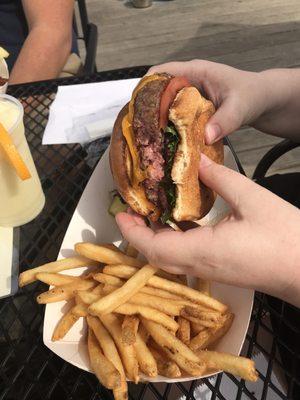 Burger with regular fries